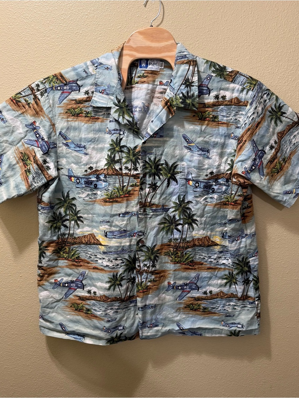 Men’s 4XL Vintage RJC WW2 Fighter Airplanes All Over Print Hawaiian Shirt